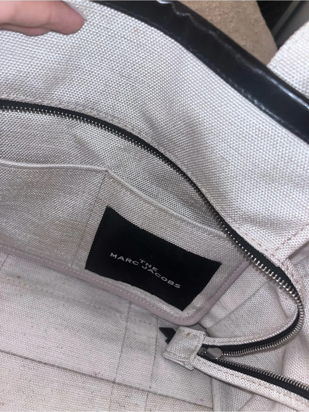 Marc Jacobs Canvas Tote Bag in Cream with Black Trim